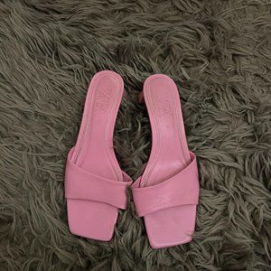 Pink Zara Sandals Slides Kitten Heels Size 39